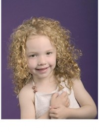 Blonde Curly Shoulder Length Kids Wigs