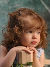 Lace Front Auburn Curly Refined Kids Wigs