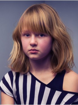 Girl's Shoulder Length Wigs with Bangs Girl's Shoulder Length Wigs with Bangs
