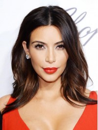 Kim Kardashian Central Parting Ombre Long Wavy Capless Human Hair Wigs 16 Inches