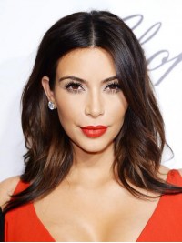 Kim Kardashian Central Parting Ombre Long Wavy Capless Human Hair Wigs 16 Inches