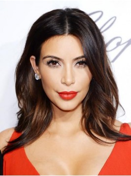 Kim Kardashian Central Parting Ombre Long Wavy Cap...
