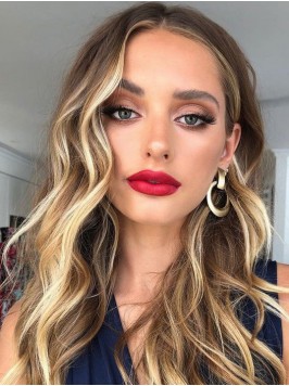 Ombre Central Parting Long Wavy Lace Front Human H...
