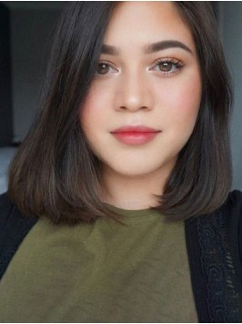 Short Straight Lace Front Human Hair Wigs With Sid...
