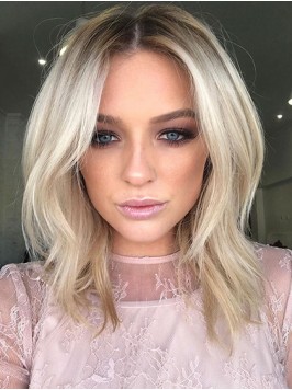 Layered Blonde Central Parting Short Straight Lace...
